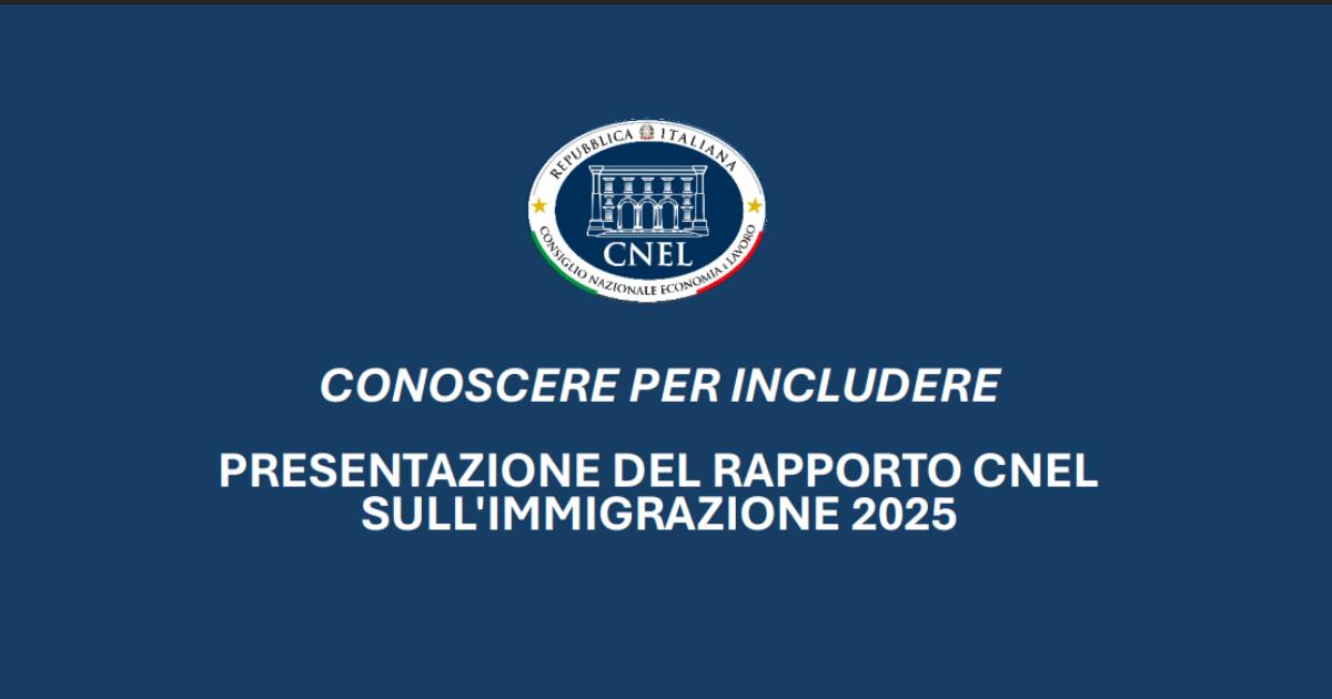 La locandina dell'evento di presentazione del rapporto CNEL sull'immigrazione