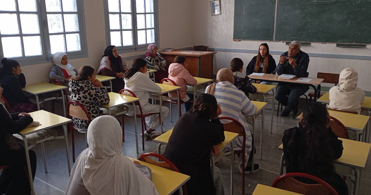 Un momento dell'incontro, avvenuto nel centro APA in Marocco, di sensibilizzazione sul tema della violenza sulle donne