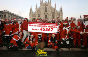 Sabato 16 a Milano i babbi natale di milanoskating per la Campagna solidale di Ai.Bi.