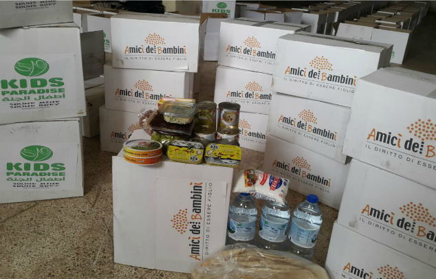 distribuzione razioni ready to eat profughi aleppo