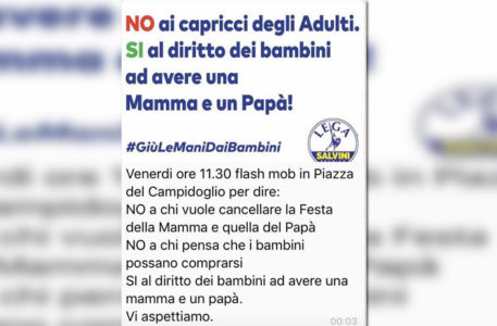 famiglia. Venerdì 4 maggio il flash mob contro la discriminazione della Festa della Mamma e del Papà a Roma e in Italia