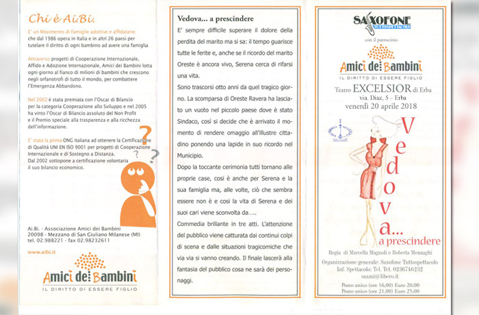 infanzia, Saxofone Tuttospettacolo accanto ad Ai.Bi. per i bambini abbandonati, domani sera a Erba
