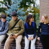 Students Sitting on Wall