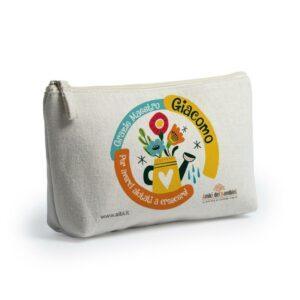 Bustina in canvas Personalizzata con cerniera "Grazie Maestra" Personalizzabile