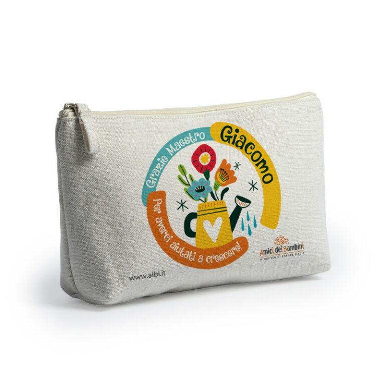 Bustina in canvas Personalizzata con cerniera "Grazie Maestra" Personalizzabile