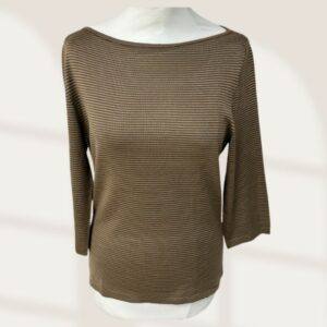 ANNA VIERO - maglia donna seta 100% a righette salvia/chianti