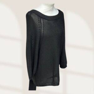 ANNA VIERO - maglia con fiocco seta 100% nero