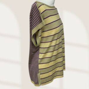 ANNA VIERO - Top donna seta 100% a righe salvia/verdino/viola